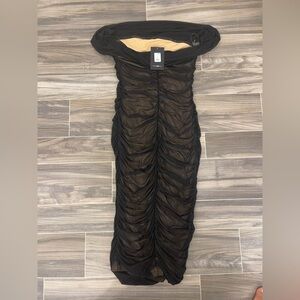 Black ruched off the shoulder dress